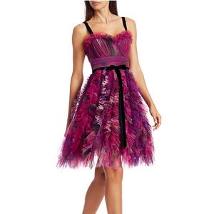 NWT Marchesa Notte Textured Tulle Mini A-Line Cocktail Dress